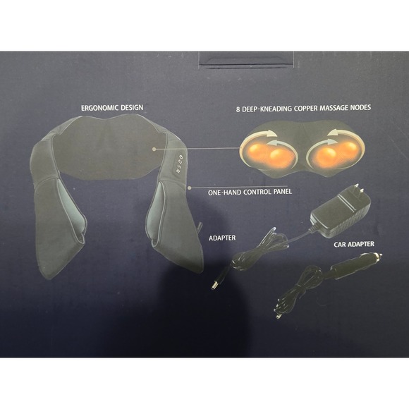 Daily Life Shiatsu Back and Neck Massager Heat 8 Nodes ZC-3002 Black PU Leather - Picture 4 of 6